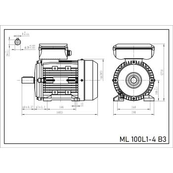 Silnik elektryczny jednofazowy 2,2kW 1400 obr/min. 100 B3